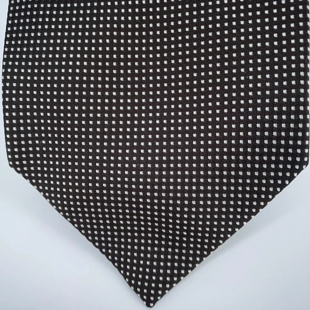Eton Tie Mens One Size Black White Polka Dot Classic Necktie England‎ Made